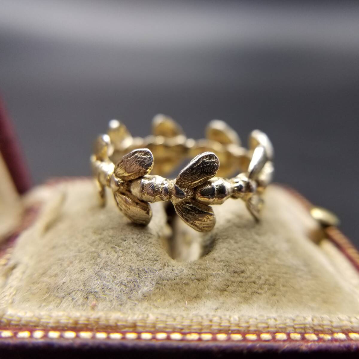 ITALY DYADEMA イタリア ハチ 昆虫 モチーフ エタニティ 彫刻 925 ヴィンテージ シルバー リング 指輪 ジュエリー 輸入 Y14-K