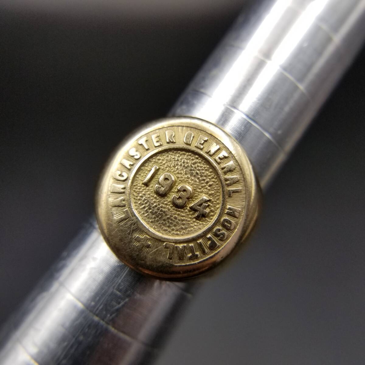 1934年 米国 クラスリング Lancaster General Hospital ナース ラウンドシグネット K10メッキ 925 シルバー 指輪 金銀 ピンキー Y14-C