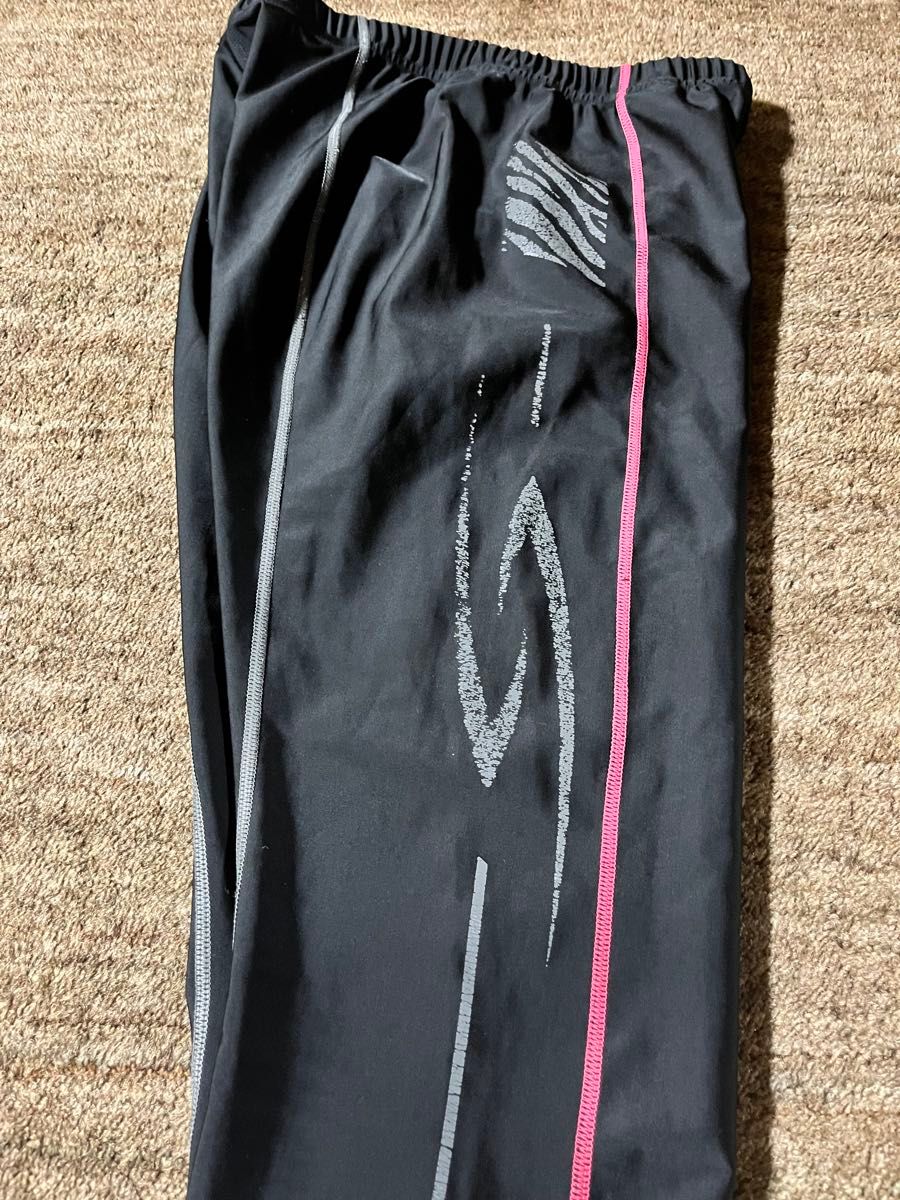 Nishiニシ ロングタイツ黒Lロングスパッツ陸上トレーニングウェアランニングタイツ裾ファスナー