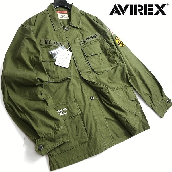AVIREX アヴィレックス 定価1.9万 ウォッシュ加工 ファティーグジャケット ミリタリージャケット ブルゾン 3252046 310 L ▲039▼kkf048us