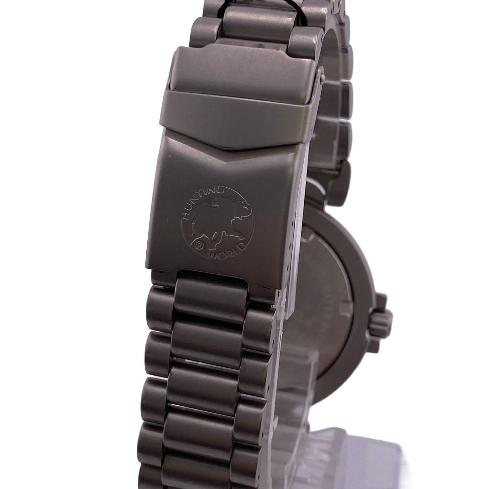 HUNTING WORLD/ハンティングワールド スポーツアバウト クォーツ QZ 赤文字盤 ステンレススチール 腕時計 シルバー メンズ ブランド