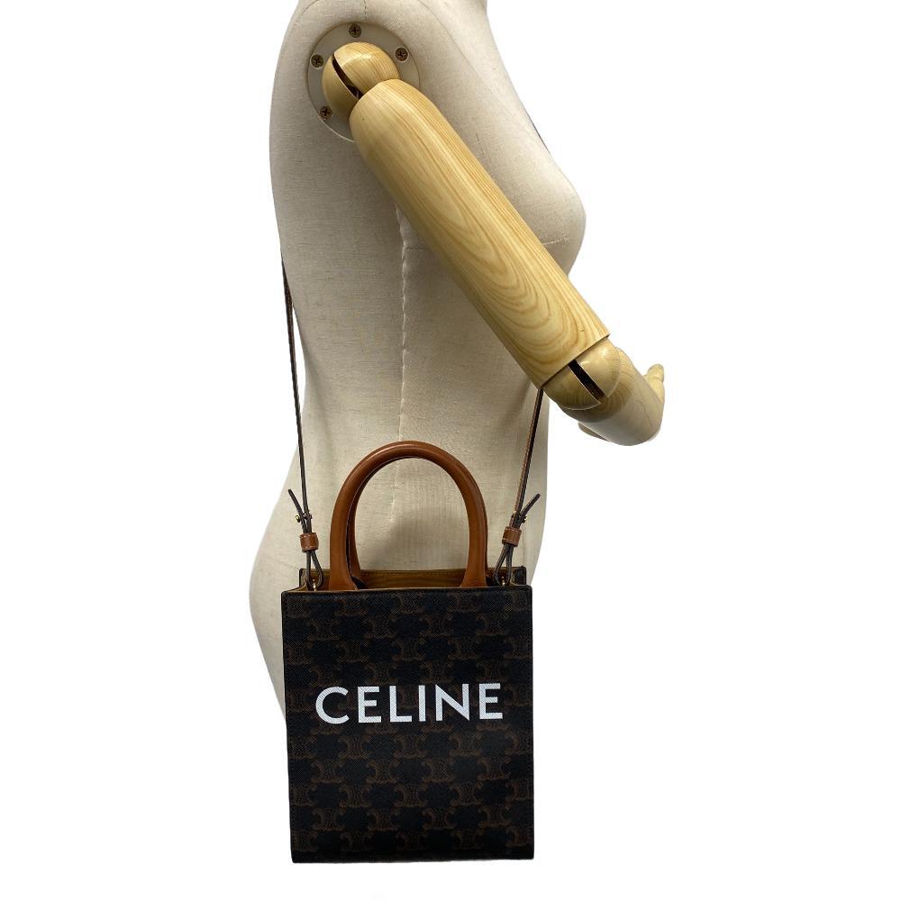 CELINE/セリーヌ ミニバーティカルカバ 2WAY ショルダーバッグ トリオンフ PVC ハンドバッグ ブラウン レディース ブランド