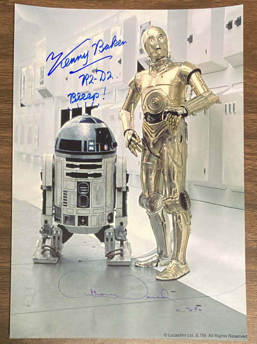  Звездные войны R2-D 2 колено * Baker /C-3PO Anthony * Daniel z двойной подписан фотография 