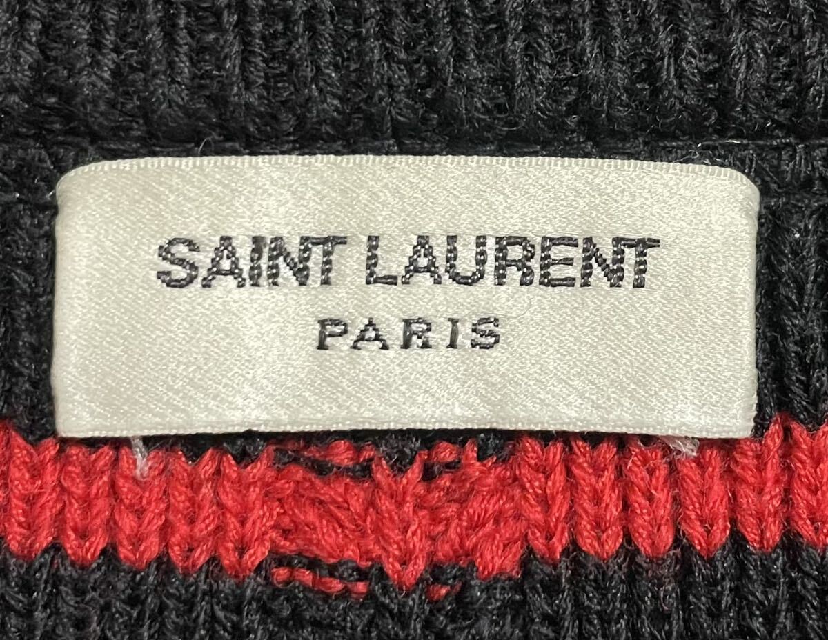 15AW sun rolan Paris shoulder Zip border knitted sweater red black 