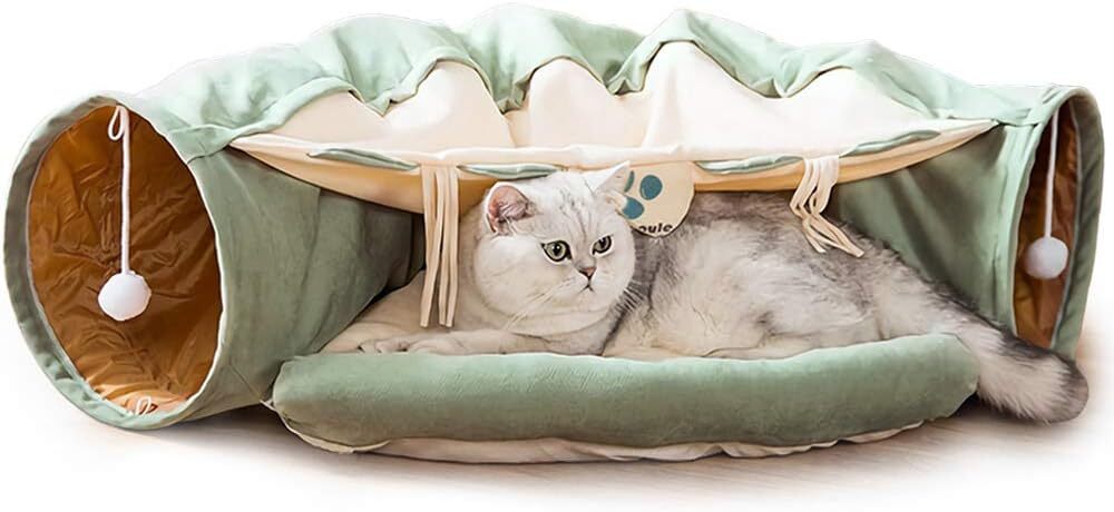 ねこトンネル 猫ハウス キャットトンネル 猫ベッド ペットハウス おもちゃ 折りたたみ 収納便利の画像1