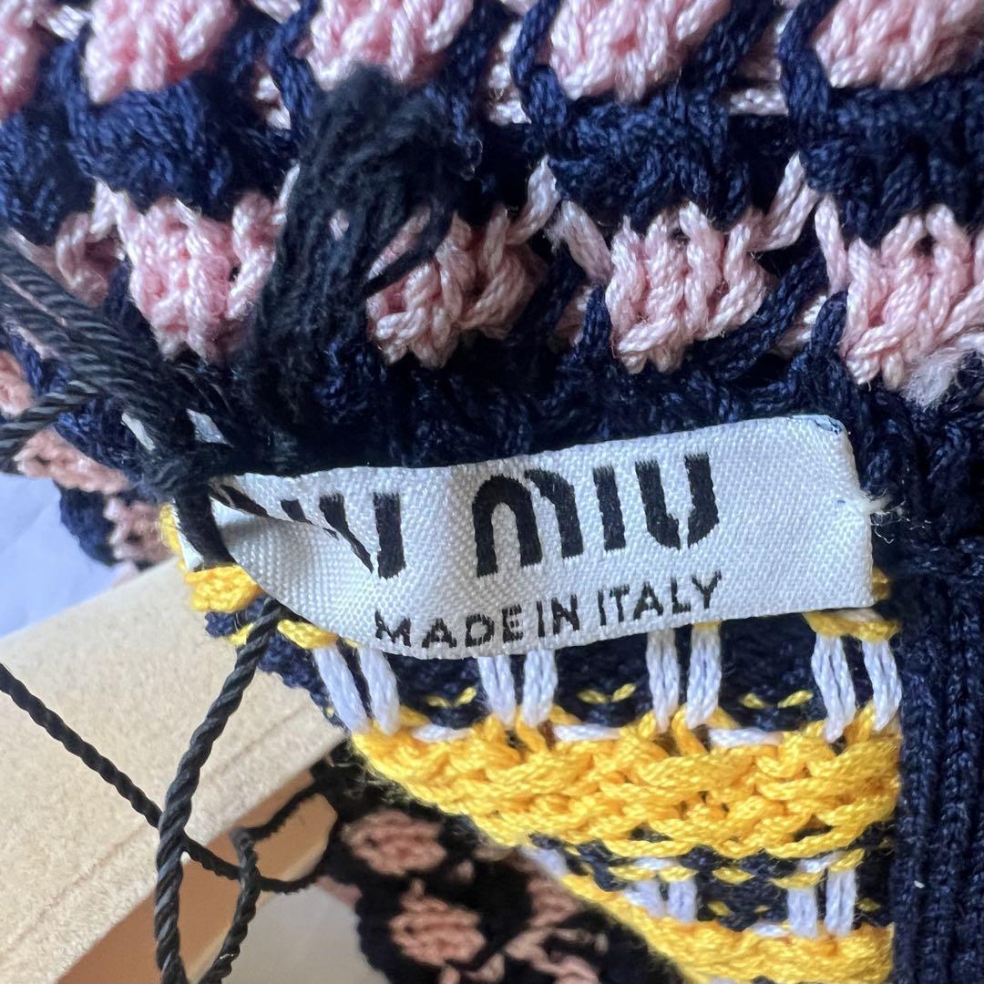 未使用タグ付き】MIU MIU サマーニットワンピース イエロー 未使用タグ付き】MIU MIU サマーニットワンピース イエロー