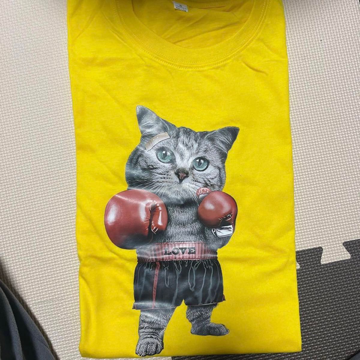 ボクシング をする 猫 ねこ レディース 半袖 Tシャツ メンズ S