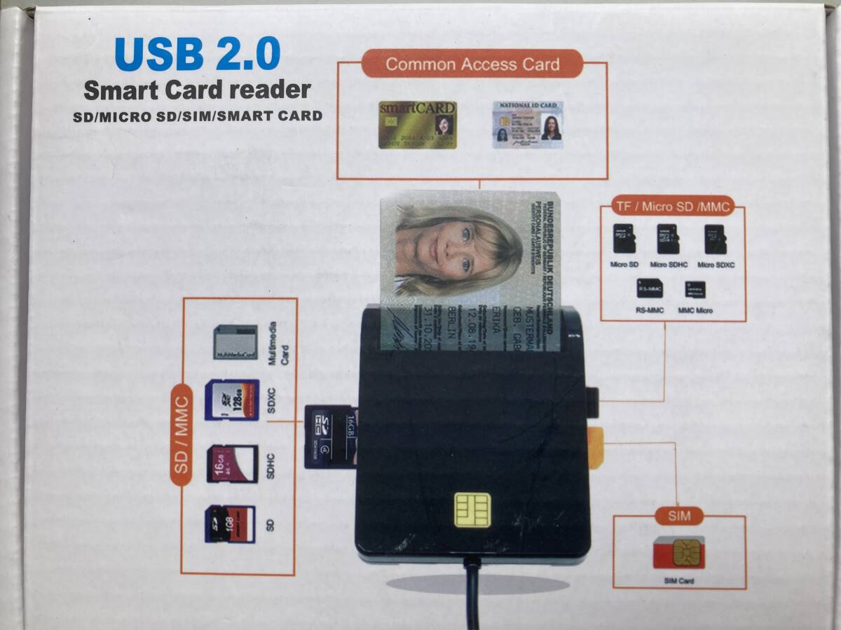 ### (送料無料、保証付）Smart Card Reader ICカード（マイナンバーカード等）、SD / MICRO SD / SIM /SMART CARD 対応 中古 ###_画像2