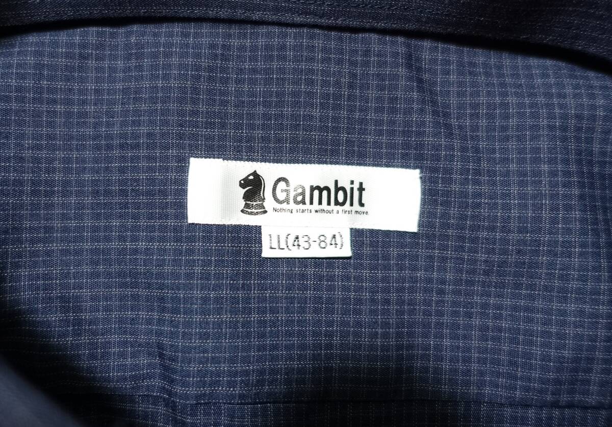 LLサイズ★GAMBIT◆シャツ ボタンダウン チェック ネイビー系 形態安定 イージーケア フレックスジャパンの画像5