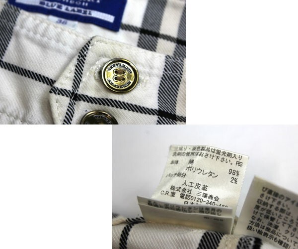 バーバリー ブルーレーベル BURBERRY BLUE LABEL ノバチェック 微ストレッチクロップドパンツ カジュアル ゴルフにも サイズ38 0324g_画像4