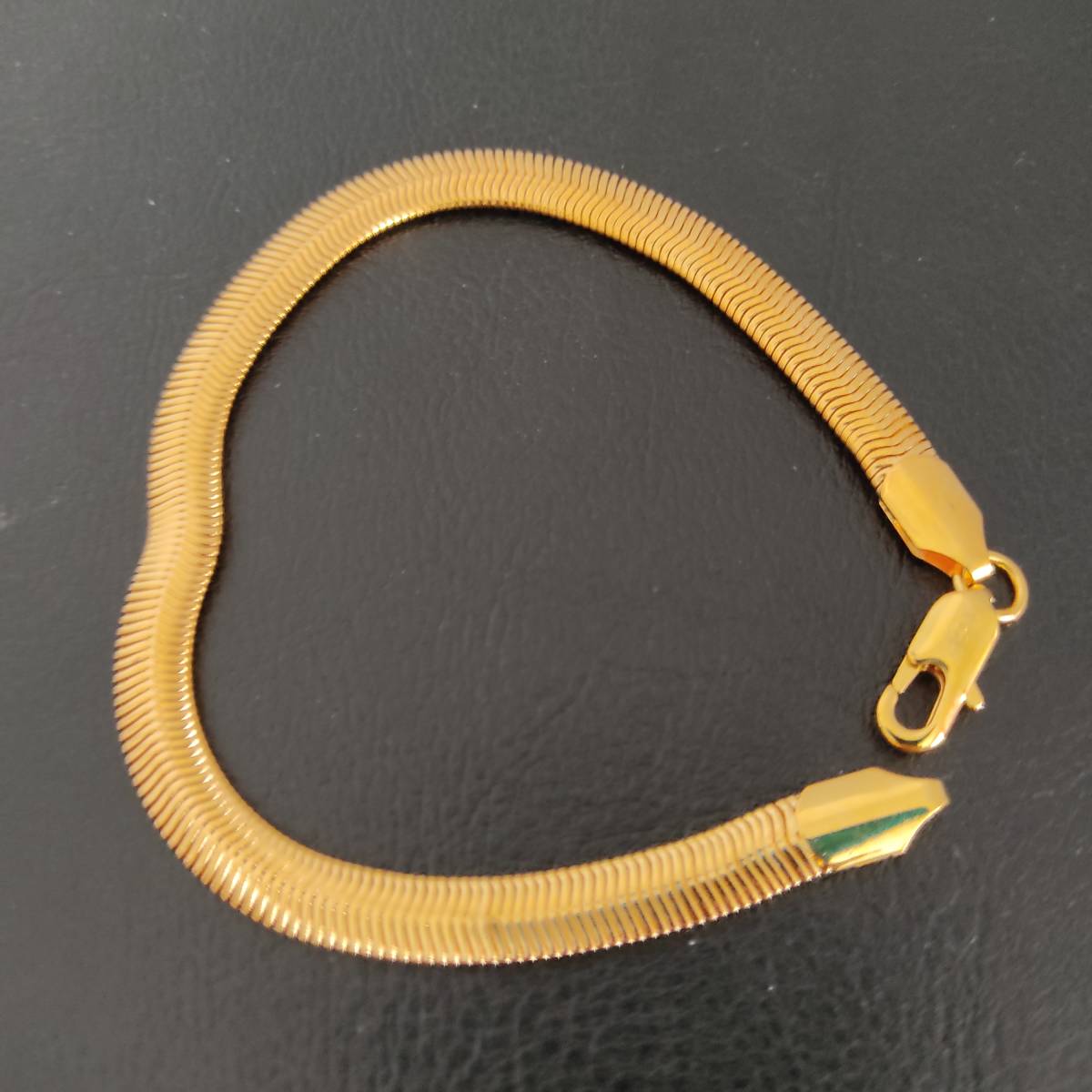 1円スタート スネークチェーン ブレスレット 18K Gold Plated 18KGP 鍍金 ゴールド Bracelet 20cm メンズ レディース ユニセックス 326_画像1