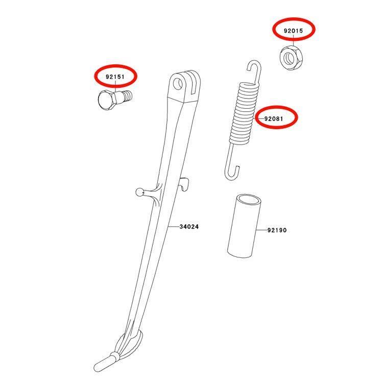 在庫あり 即納 ゼファー χ G2-G9 G6F-G8FA サイドスタンド スプリング ボルト セット ZR400C ゼファー カイ ファイナル_画像2