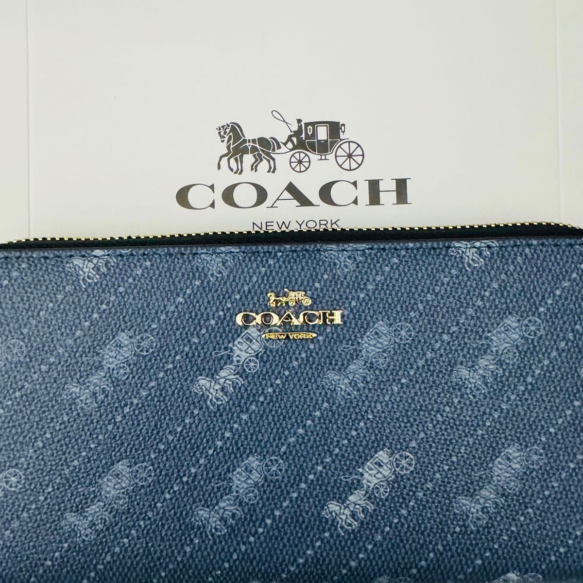 COACH コーチ 長財布　レディースのブルー色新品財布