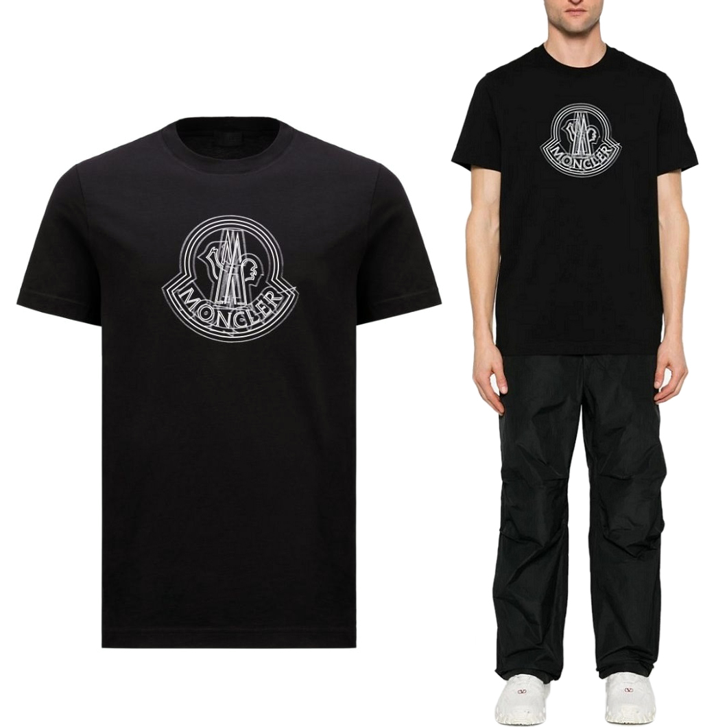 送料無料 195 MONCLER モンクレール 8C00028 89A17 ブラック Tシャツ カットソー 半袖 size XL