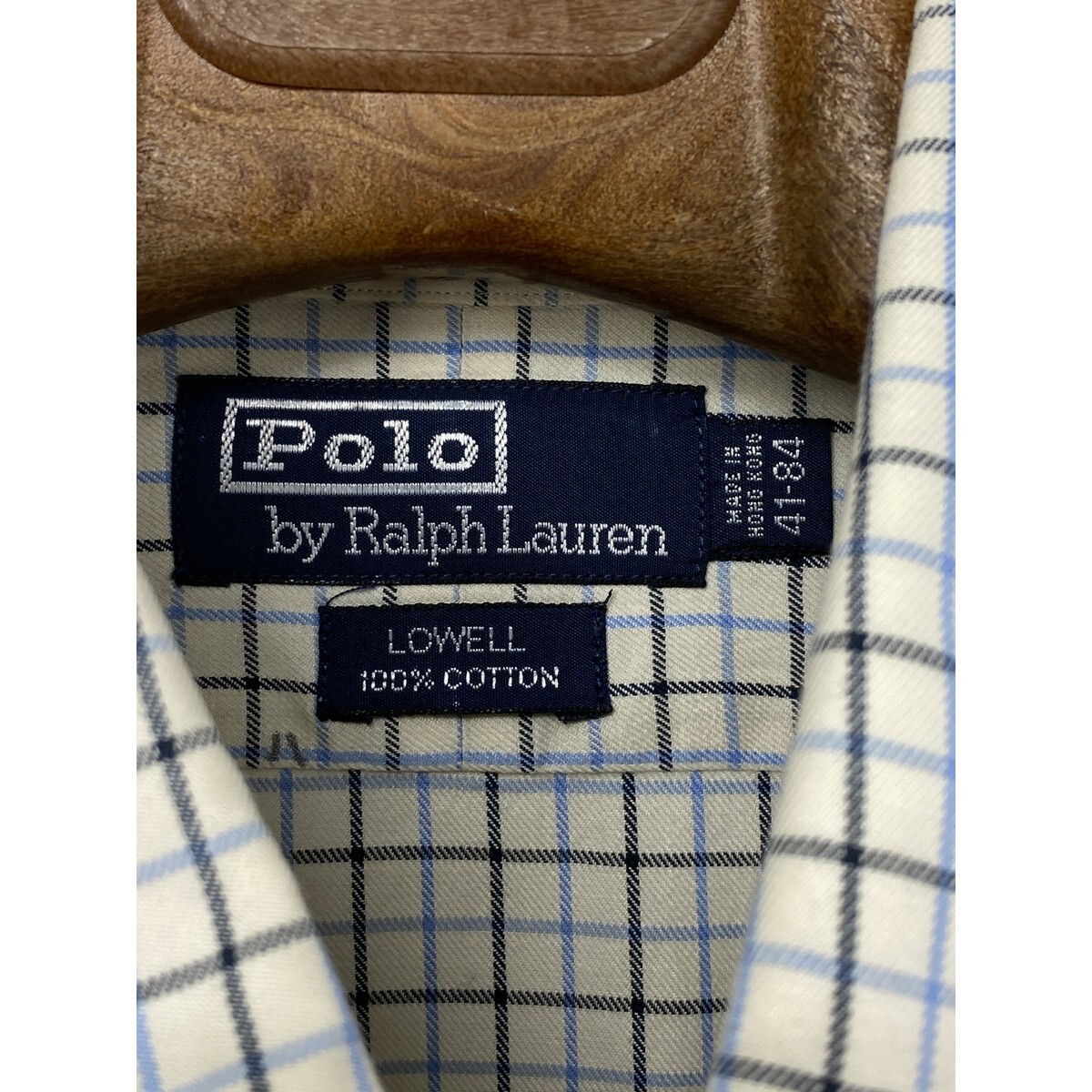 A8885/極美品 春夏 POLO RALPH LAUREN ラルフローレン コットン 長袖 チェック カジュアル ドレス カッター Yシャツ 白 L程 41-84 メンズ_画像8