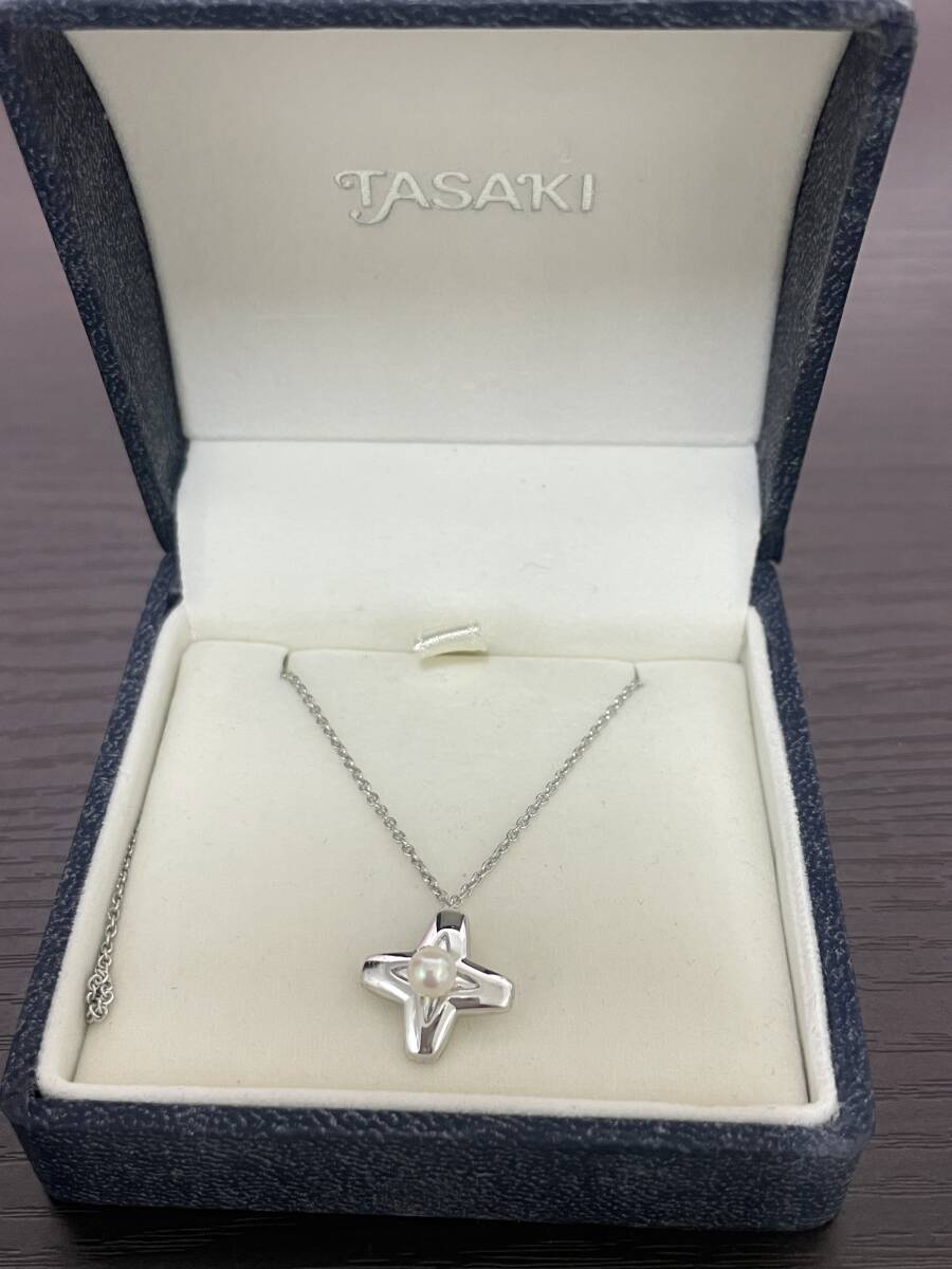 新品 TASAKI タサキ 田崎真珠 1粒 パール ネックレス S 刻印 SILVER 全長 約40.0cm レディース 服飾小物 保証書付きの画像1