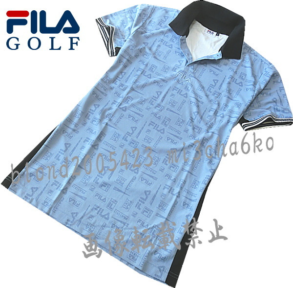 ■新品【FILA GOLF】フィラゴルフ COOL TOUCH接触冷感 吸汗速乾 全面ロゴ 半袖ポロシャツ■BU/L_画像2