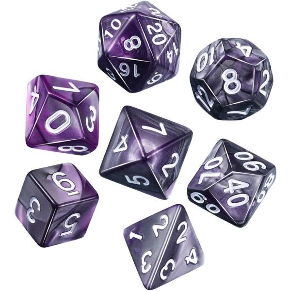 多面体のダイス サイコロ 7個 16mm D20 D12 D10 D8 D6 D4 Dungeons and Dragons DND TRPG MTG テーブルゲーム用 グレー パープルの画像2