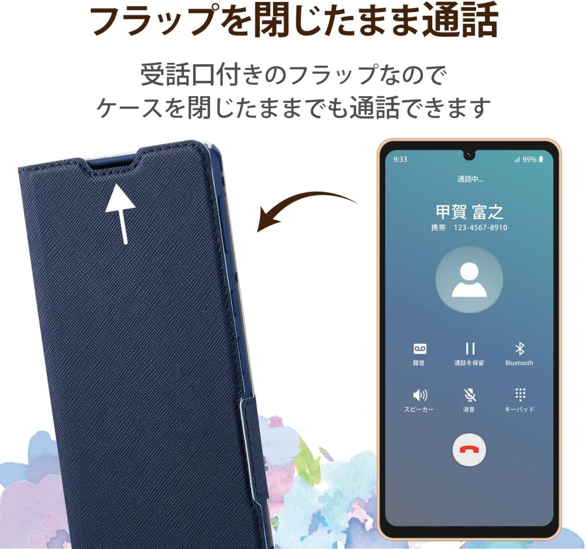 《送料無料》AQUOS sense6 アクオスセンス6 手帳型ケース カバー SH-54B/SHG05 (ネイビー)の画像2