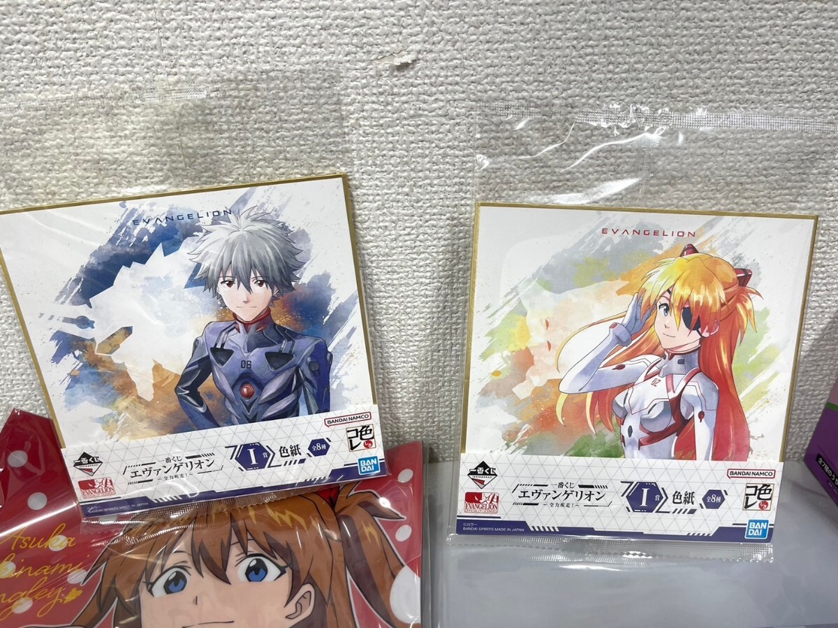 E203 アニメ　エヴァンゲリオン　グッズ　一番くじ　大量　まとめ売り　クリアファイル　ハンドタオル　ステッカー　ビジュアルスタンド 他_画像2