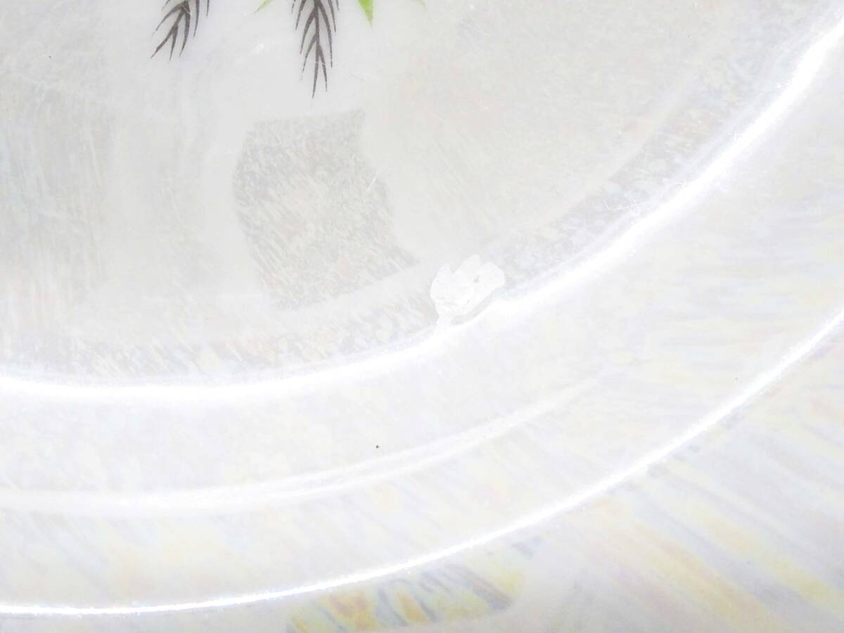 ◆(NS) 昭和レトロ パール 薔薇柄プレート皿 スープ皿 8客セット 直径 約20.5㎝ 金縁 オーロラ 洋食器 食器 キッチン雑貨 アンティーク調_画像9