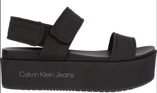 送料無料 Calvin Klein Jeans カルバン クライン 25.5cm フラット フラットフォーム ブラック ベルクロ サンダル バレエ スニーカー W8_画像2
