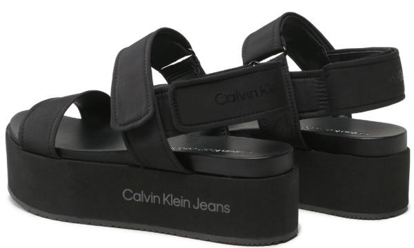送料無料 Calvin Klein Jeans カルバン クライン 25.5cm フラット フラットフォーム ブラック ベルクロ サンダル バレエ スニーカー W8_画像3
