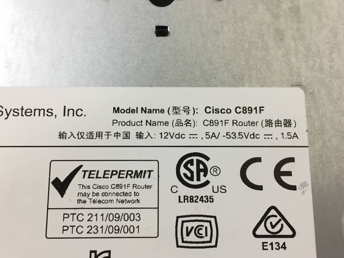 〇【2台セット】Cisco シスコ 800 シリーズ C891FJ-K9 サービス統合型ルーター ACアダプター付属 動作品の画像6