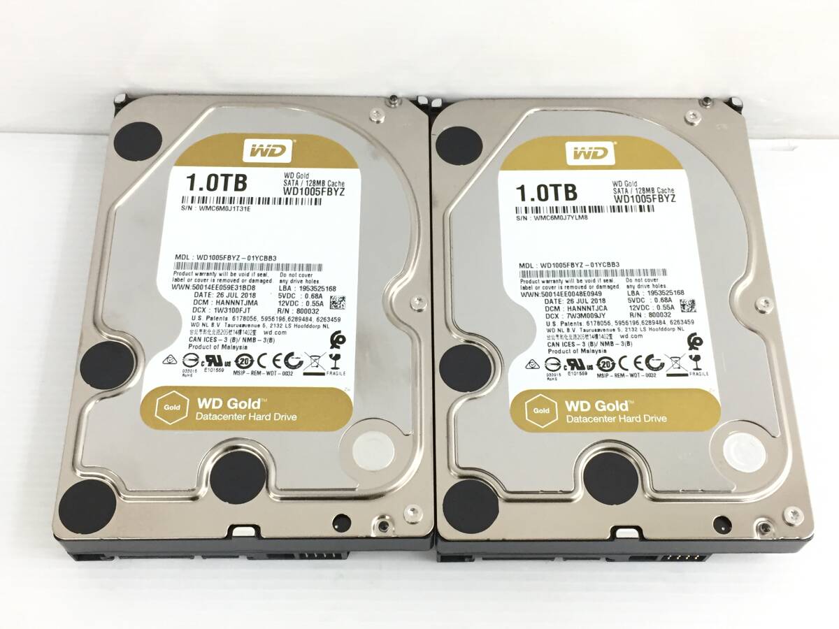 〇【2台セット】Western Digital WD1005FBYZ 1TB SATA 3.5インチ 消去済 内蔵HDD 動作品_画像1