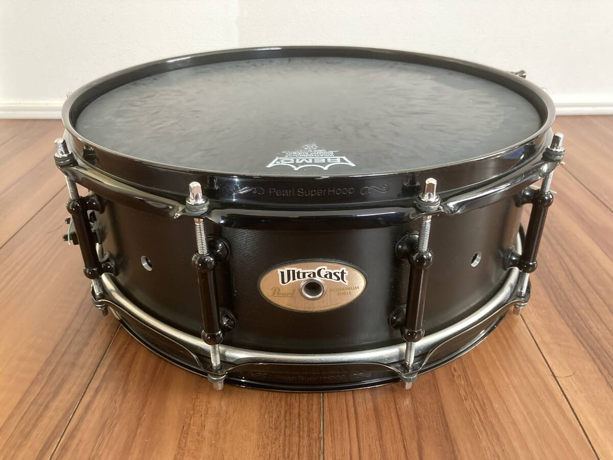 送料無料！パール pearl ultracast 14×5 ウルトラキャスト アルミ スネアドラム カスタム品 ソリッド 1450 リングミュートの画像6