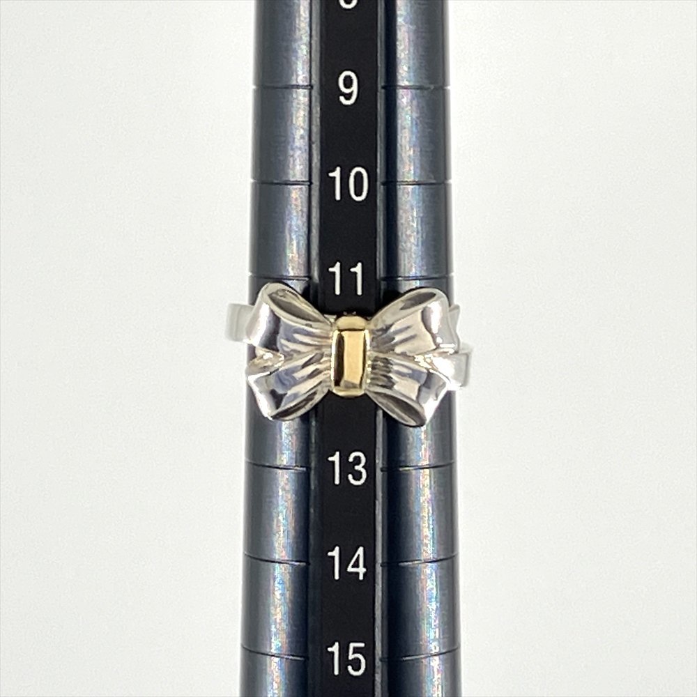 ティファニー Tiffany&Co. リボンモチーフ 約12号 リング 指輪 SV925 K18 シルバー ゴールド コンビカラー 6.0g アクセサリーの画像6