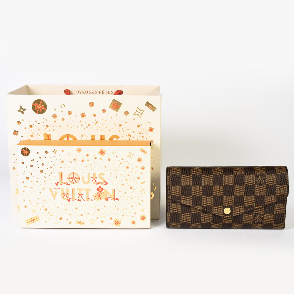 ルイヴィトン LOUIS VUITTON ポルトフォイユ・サラ 長財布 ダミエ エベヌ N63209 ブラウン RFID(ICチップ)内蔵_画像7