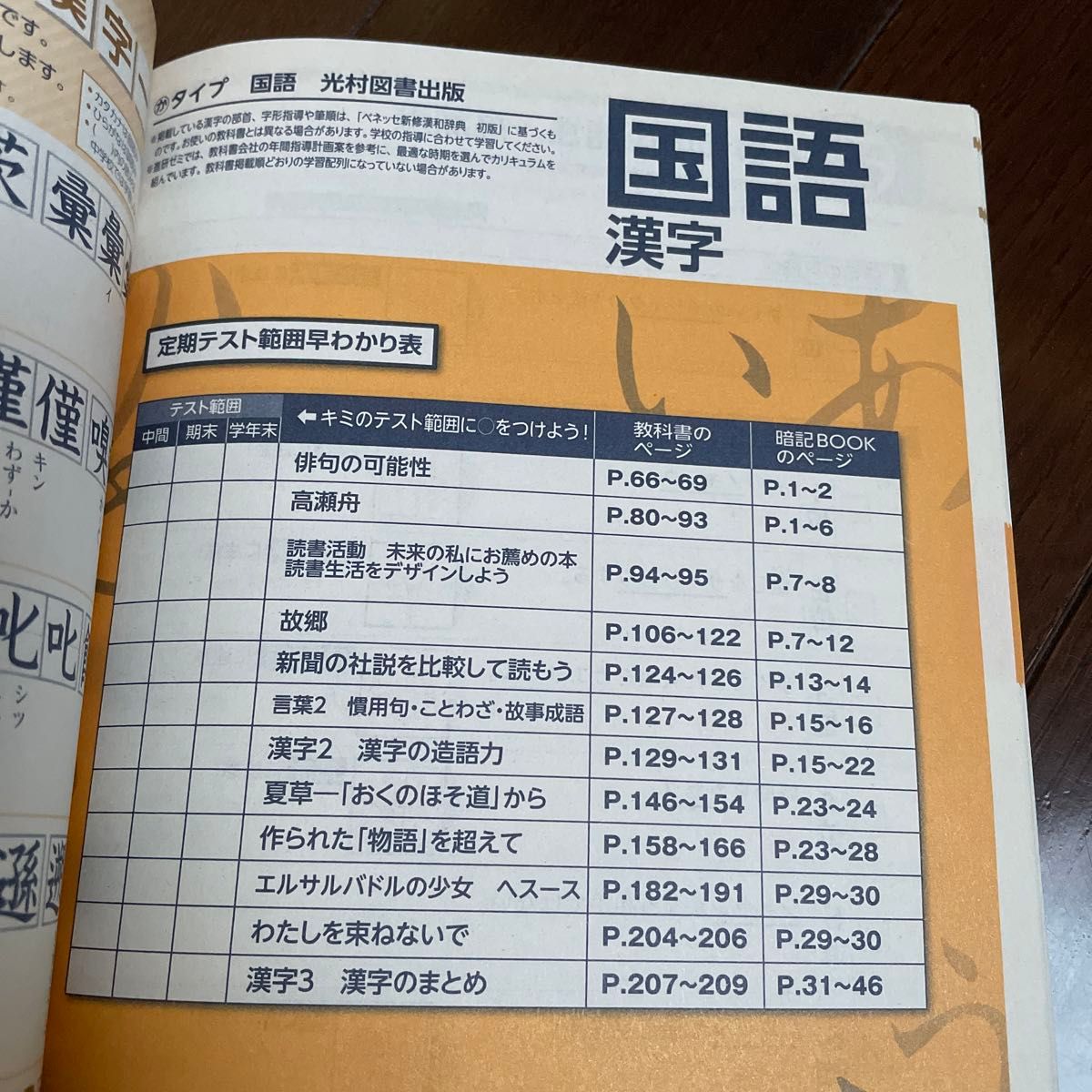 進研ゼミ中３講座 定期テスト暗記BOOK 英単語・漢字 匿名配送