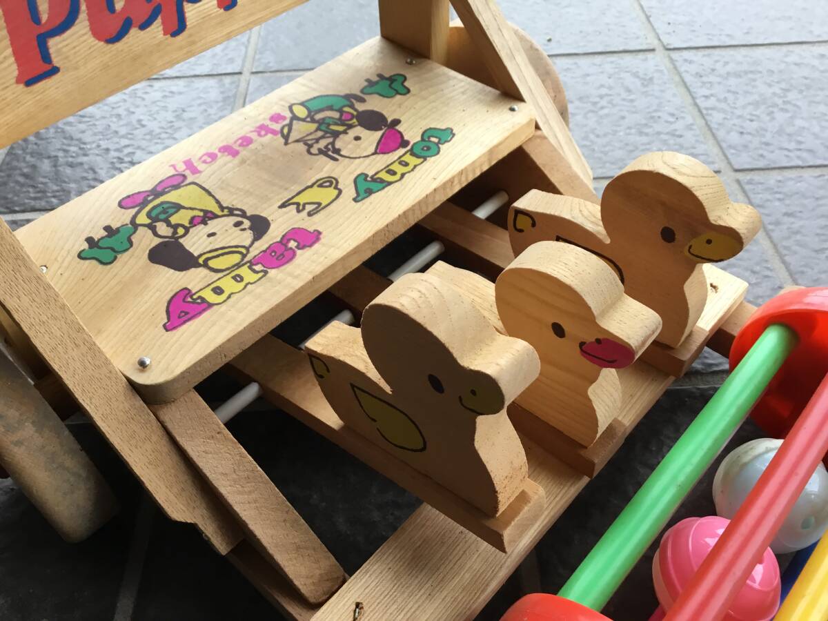 新品箱入り 昭和レトロ 幼児向け 木製押し車の画像4