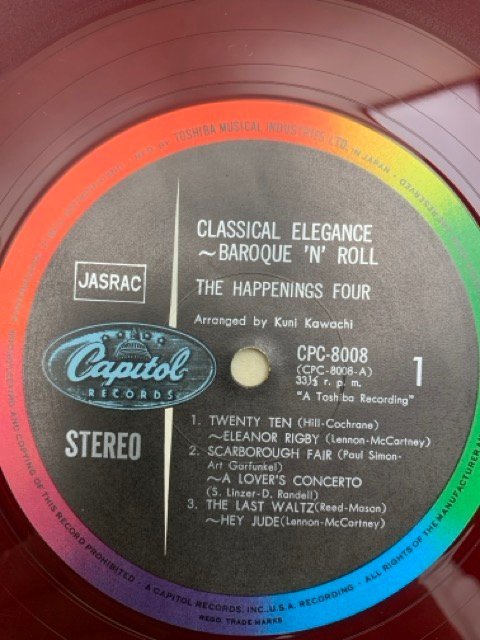 中古LP The Happenings Four Classical Elegance Baroque Rock 'N' Roll ハプニングス・フォー CPC-8008 CIE1781の画像7