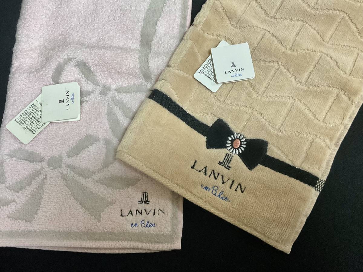 未使用＊ランバンオンブルー/LANVIN en Bleu タオルハンカチ2枚　リボン・りぼん・ラメ入り　ゆうパケット送料230円 匿名配達 即決_画像2