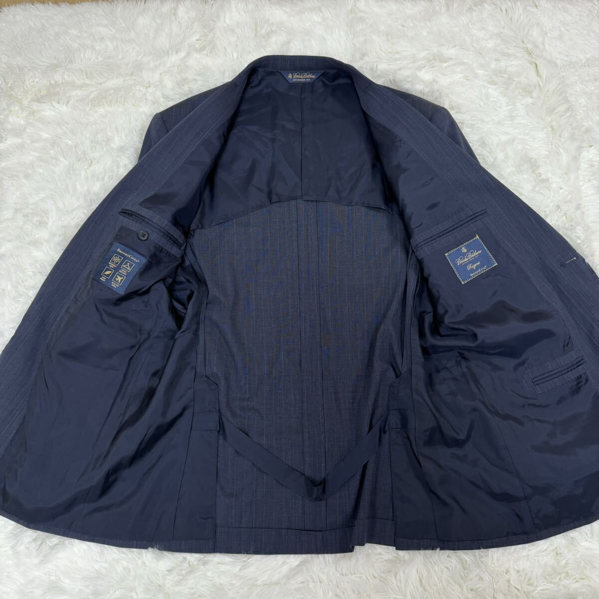  rare XXL 44REG!! Brooks Brothers [BROOKS BROTHERS ×BROOKS COOL] setup men's suit navy stripe business 