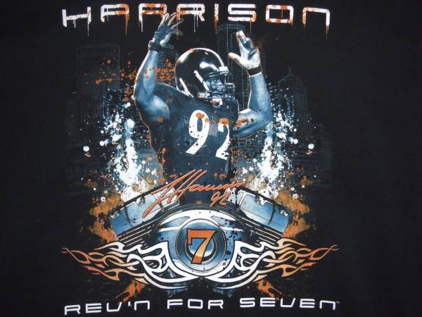 ⑦ USA古着 サイズL 前 HARRISON 7 アメフト 黒色半袖Tシャツ_画像2