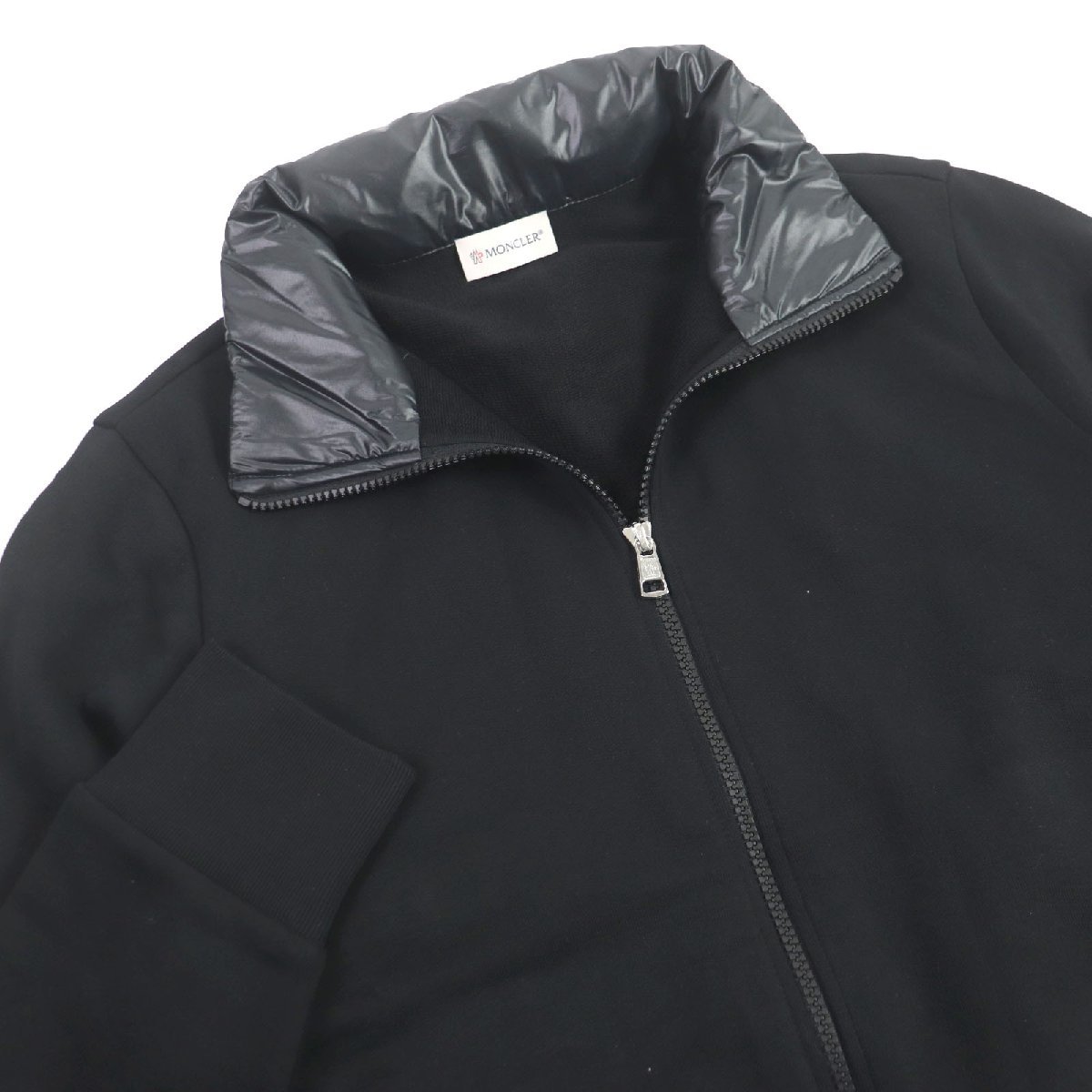 未使用品 MONCLER モンクレール 23SS FELPA CON ZIP コットン フード入り ロゴワッペン ブルゾン ジップジャケット ブラック S 正規品_画像2