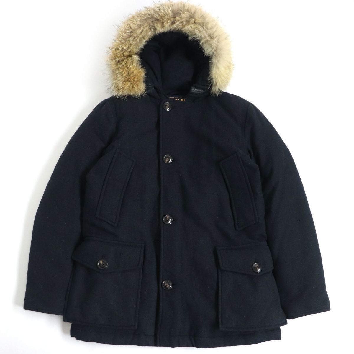 【ドンドン見直し】良品□ウールリッチ 1202040 ARCTIC PARKA フーデッド WZIP/ロゴボタン ダウンジャケット 紺 XS 正規 日本サイズS相当_画像1