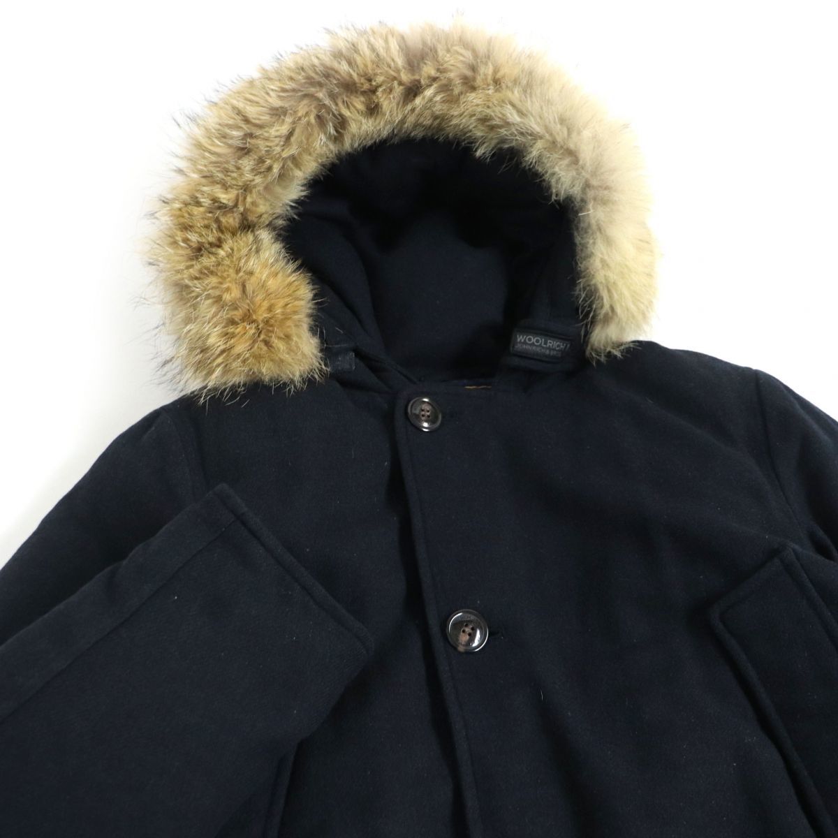 【ドンドン見直し】良品□ウールリッチ 1202040 ARCTIC PARKA フーデッド WZIP/ロゴボタン ダウンジャケット 紺 XS 正規 日本サイズS相当_画像2