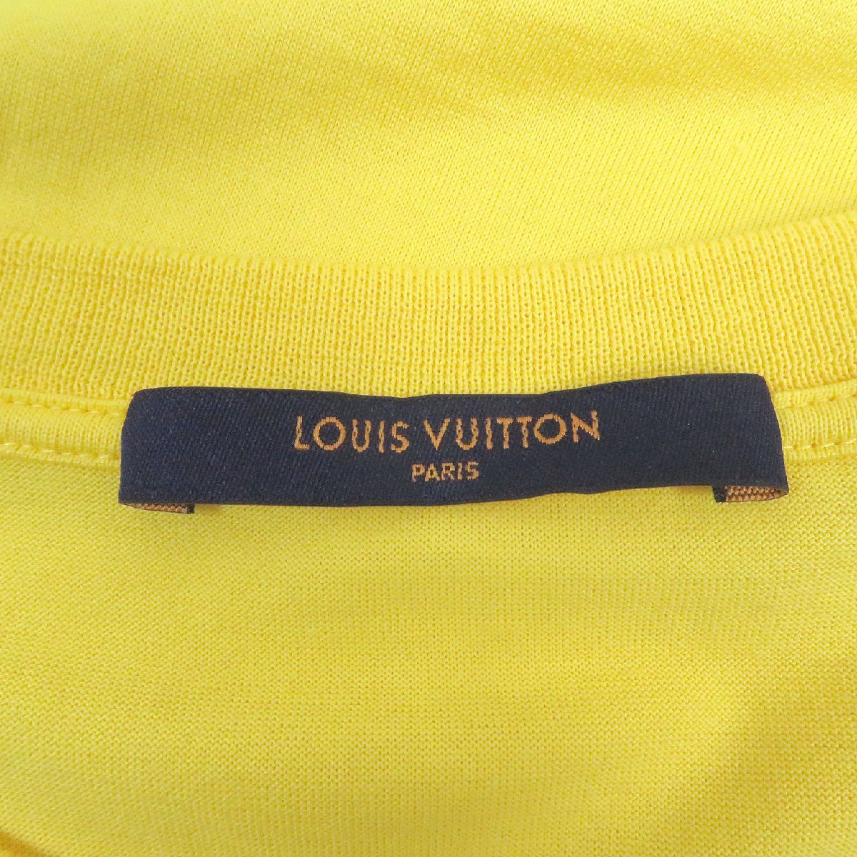 極美品 LOUIS VUITTON ルイヴィトン 2022年製 LVサークルロゴ刺繍 クルーネック 半袖Ｔシャツ イエロー XXL イタリア製 正規品 メンズの画像5
