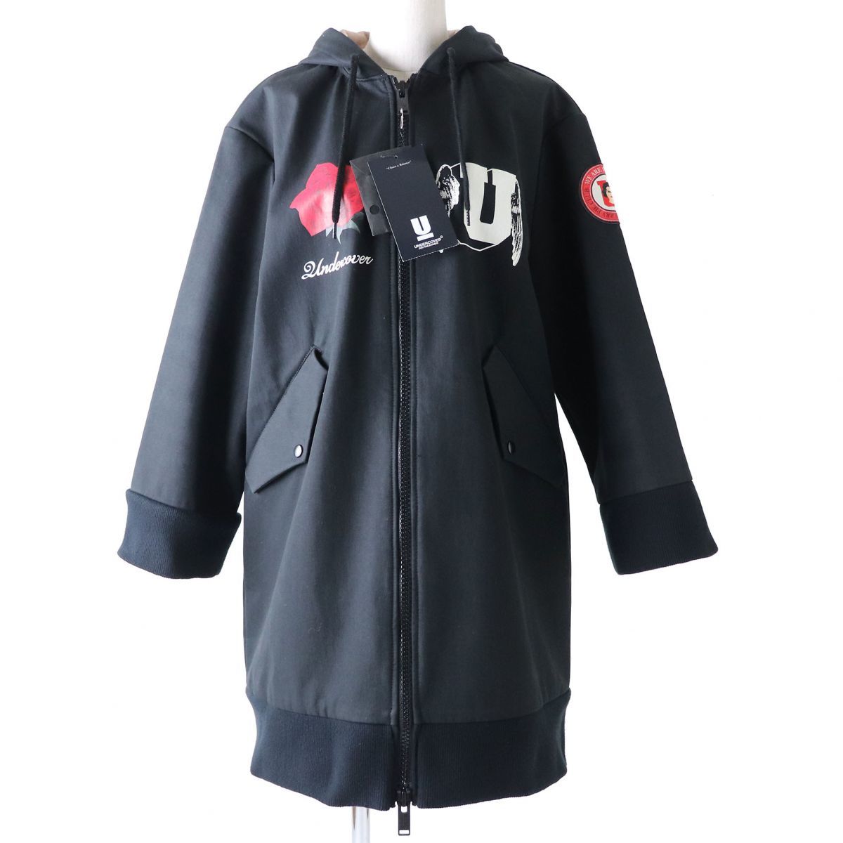 【ドンドン見直し】未使用◇定価74800円 アンダーカバー 正規品 18AW UCV1213-2 ボンディング フーデッドコート 黒 ユニセックスOK 1_画像1