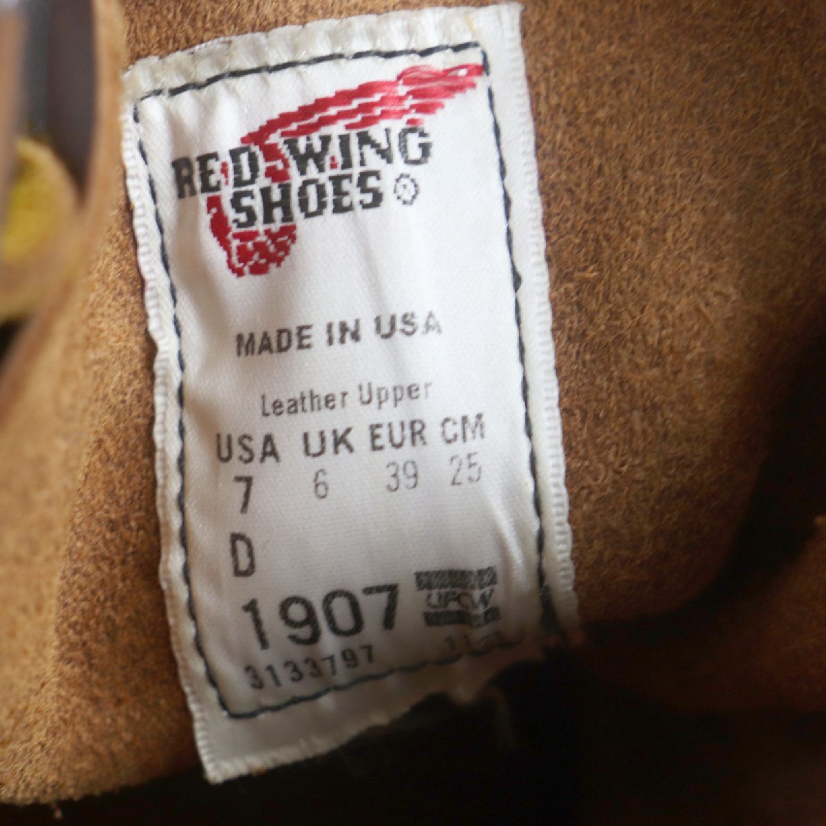 極美品 RED WING レッドウィング 1907 クラシック モック カッパー ラフ&タフ レザー ブーツ ブラウン USA7/UK6 箱付き USA製 メンズ_画像8