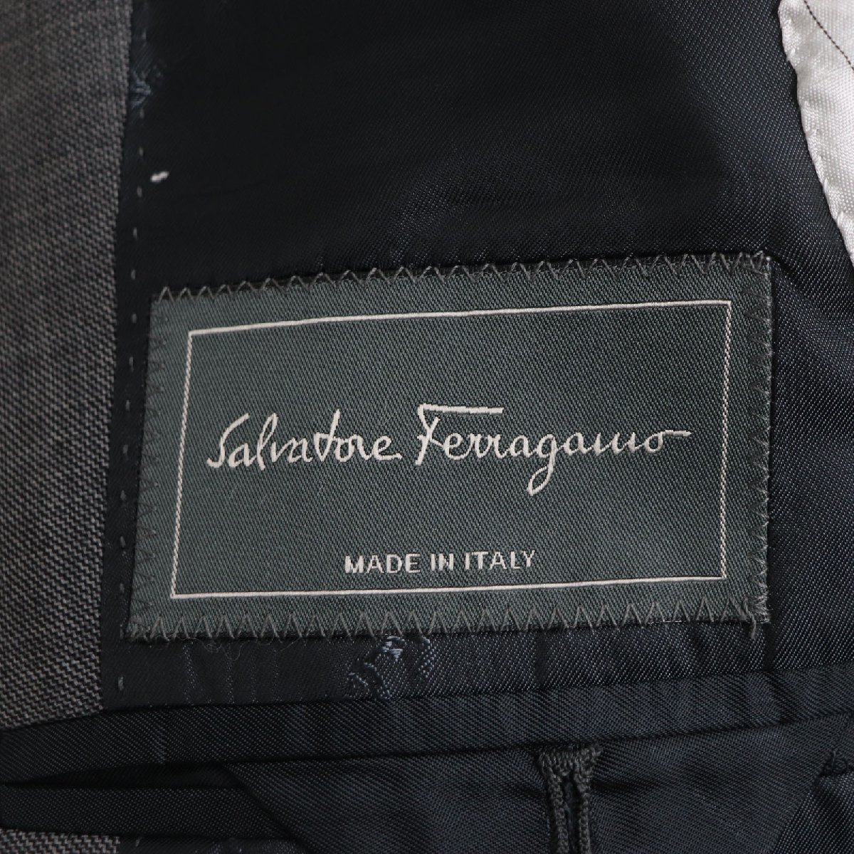 【ドンドン見直し】未使用品 Salvatore Ferragamo サルヴァトーレフェラガモ シングルスーツ セットアップ グレー 44 イタリア製 メンズ_画像6