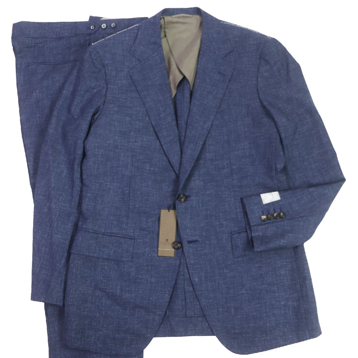 未使用品 GOTAIRIKU 五大陸 定価143000円 カノニコ社製生地使用 シングルスーツ セットアップ ブルー 40 日本製 正規品 メンズ