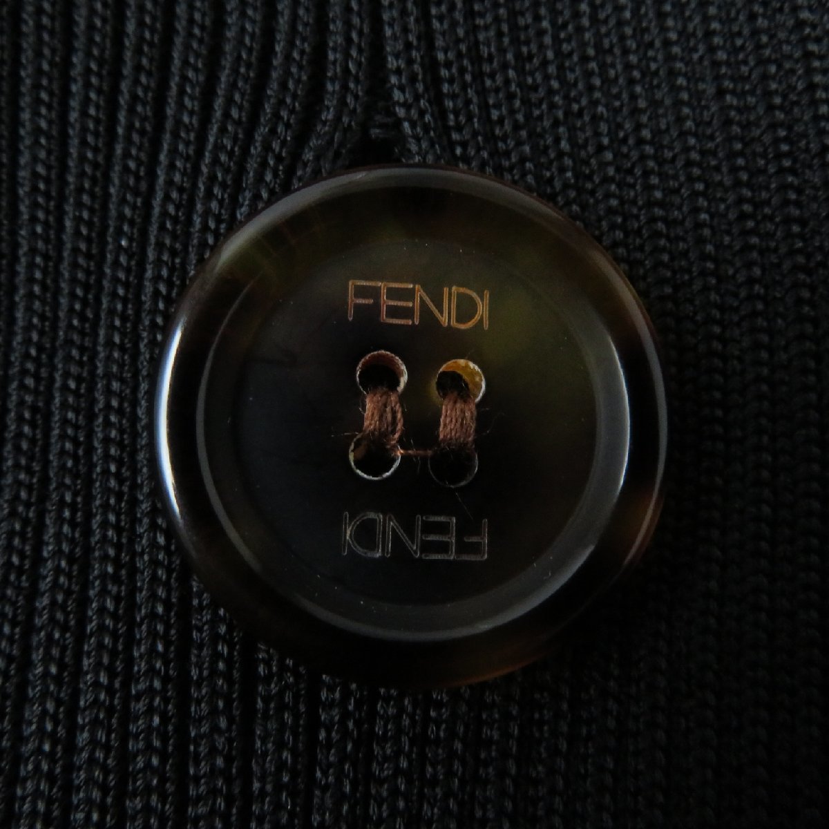  unused goods FENDI Fendi 2019 year made Zucca pattern Logo button attaching V neck long sleeve cardigan black 40 Italy made regular goods lady's 