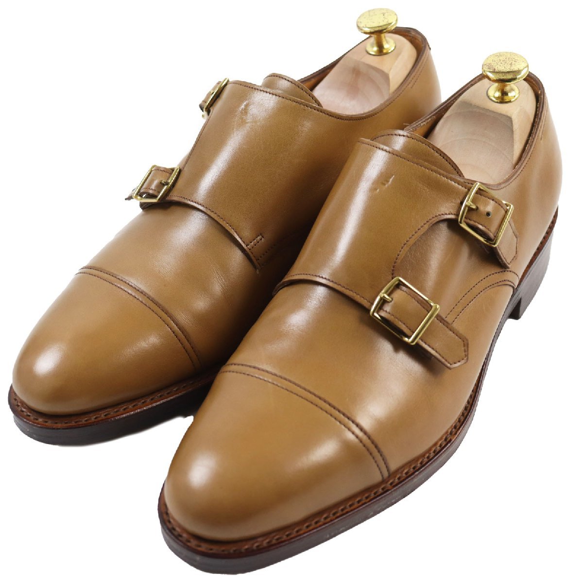 美品●John Lobb ジョンロブ WILLIAM ウィリアム 9195ラスト ダブルモンク レザーシューズ ライトブラウン 8E イングランド製 メンズ