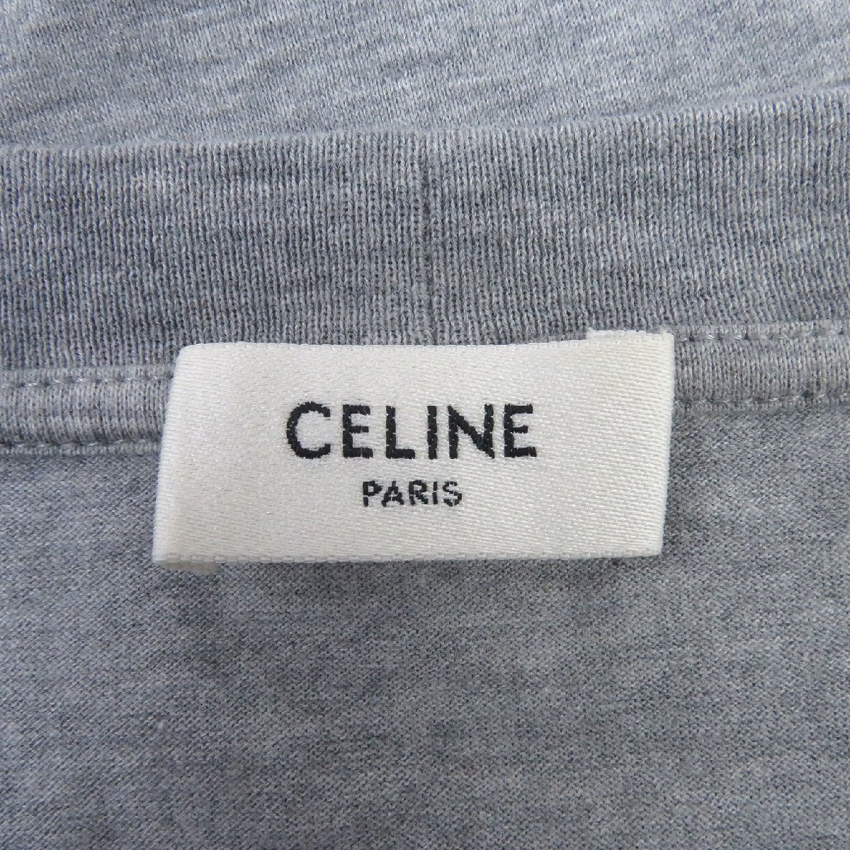 美品 CELINE セリーヌ 2X10B671Q コットン グラデーションロゴプリント クルーネック カットソー 半袖Ｔシャツ グレー M イタリア製 正規品_画像5