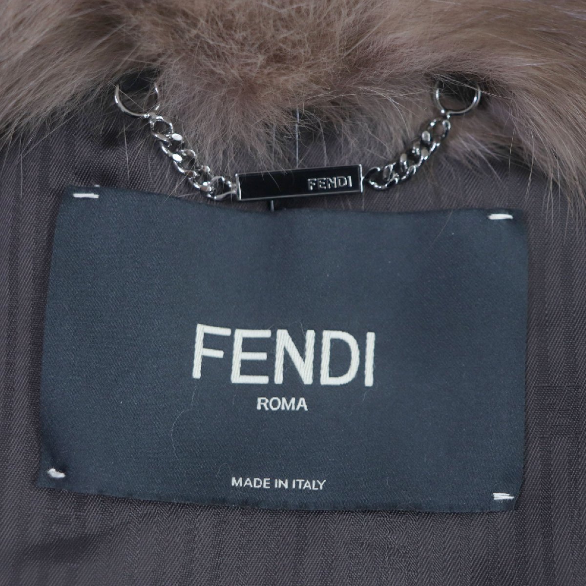 未使用品 FENDI フェンディ ロシアンセーブル 裏地ロゴ柄 本毛皮コート/ジャケット ピンクブラウン 40 ガーメント付き 伊製 レディース_画像7